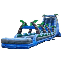 65 foot double lane inflatable water slide tropical marble1 174949 1 22' Blue Tropic Splash n Ride