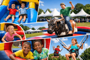 mechanical bull ride tent rental bounce house rental obstacle course water slide About Us